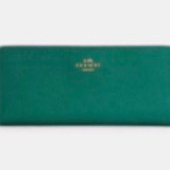 Green Leather Coach Slim Wallet - Picture 2 of 3